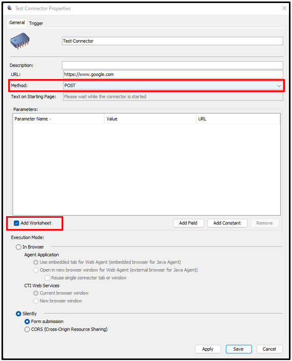 Administrator | Adding Connector Parameters