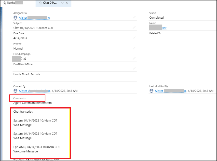 Salesforce OpenCTI | Where do chat transcripts go in Salesforce