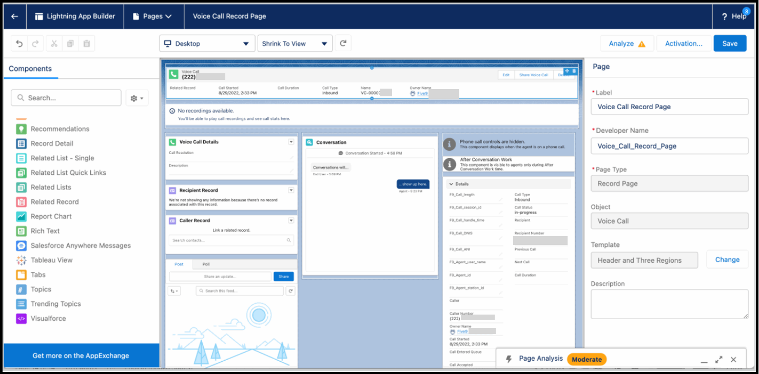 Salesforce OpenCTI | Modify the Voice Call Page Layout