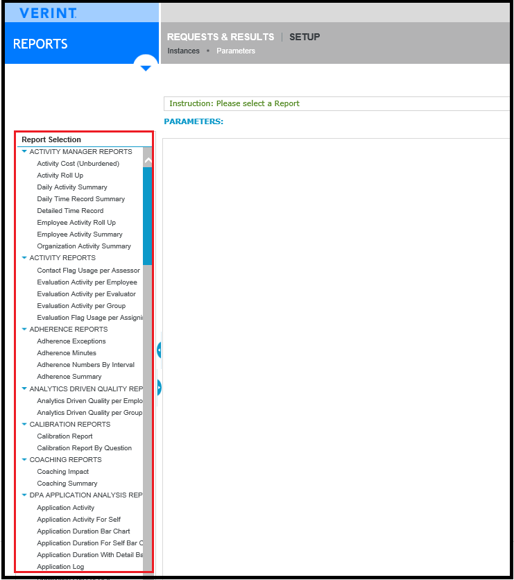 Verint | Managing Report Instances
