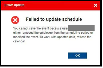 Verint | Unable to edit user's schedule in calendar view