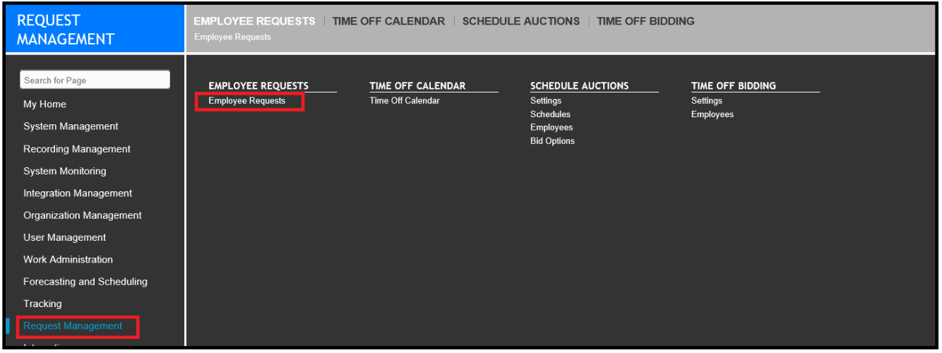 Verint | Create a time off request for an employee