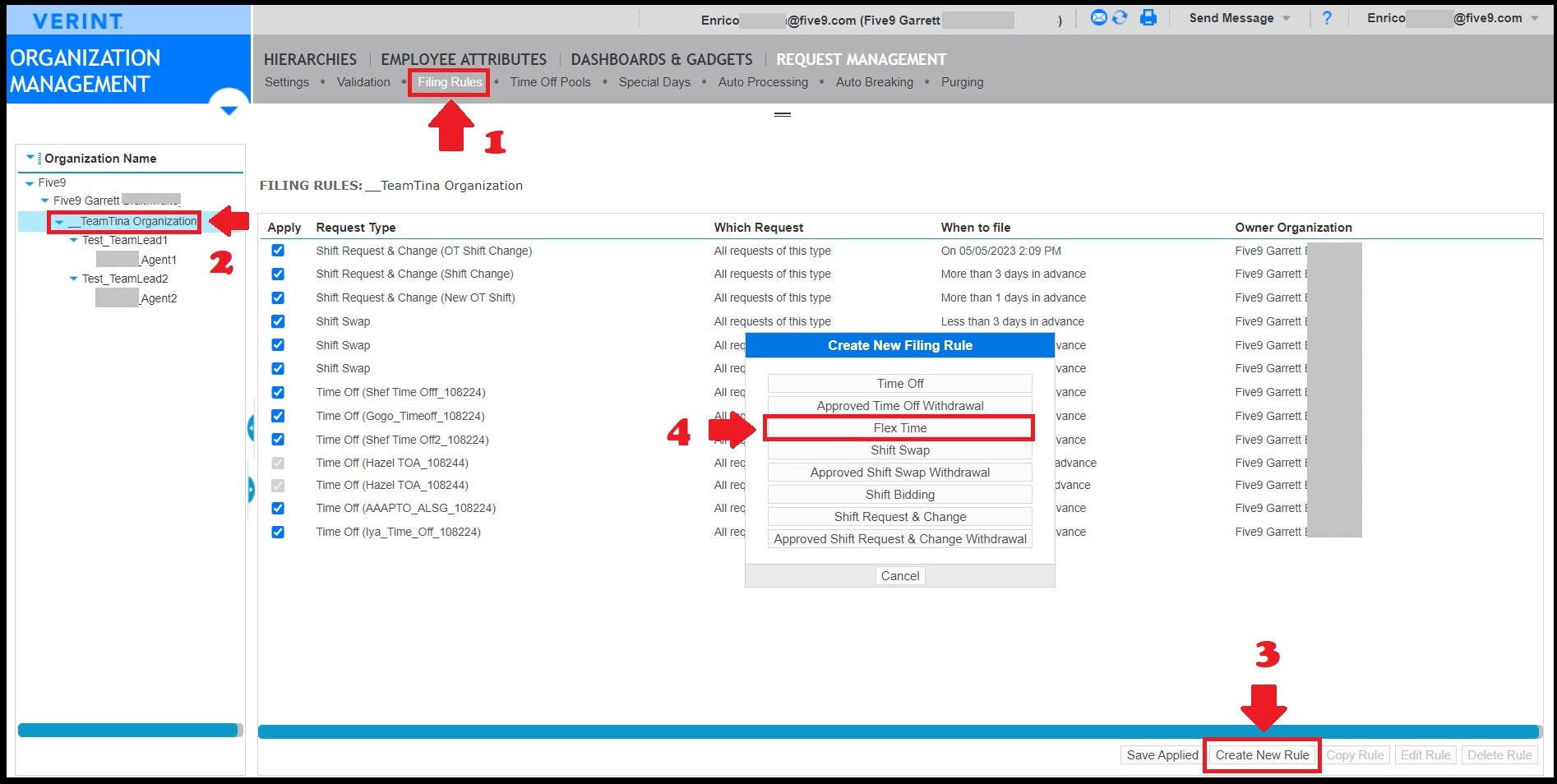Verint | Create a Filing Rule for Flex Time Request