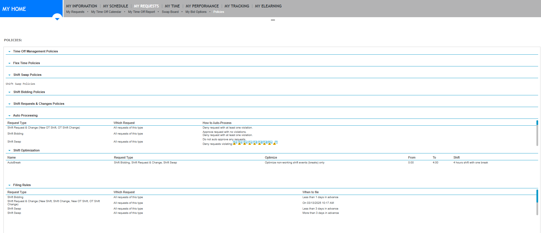 Verint | Create policies for shift swap requests