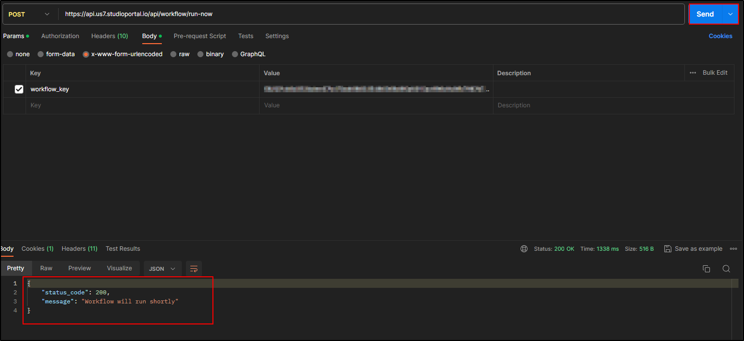 API | Run Workflow in Studio 7 using Studio 7 API in Postman