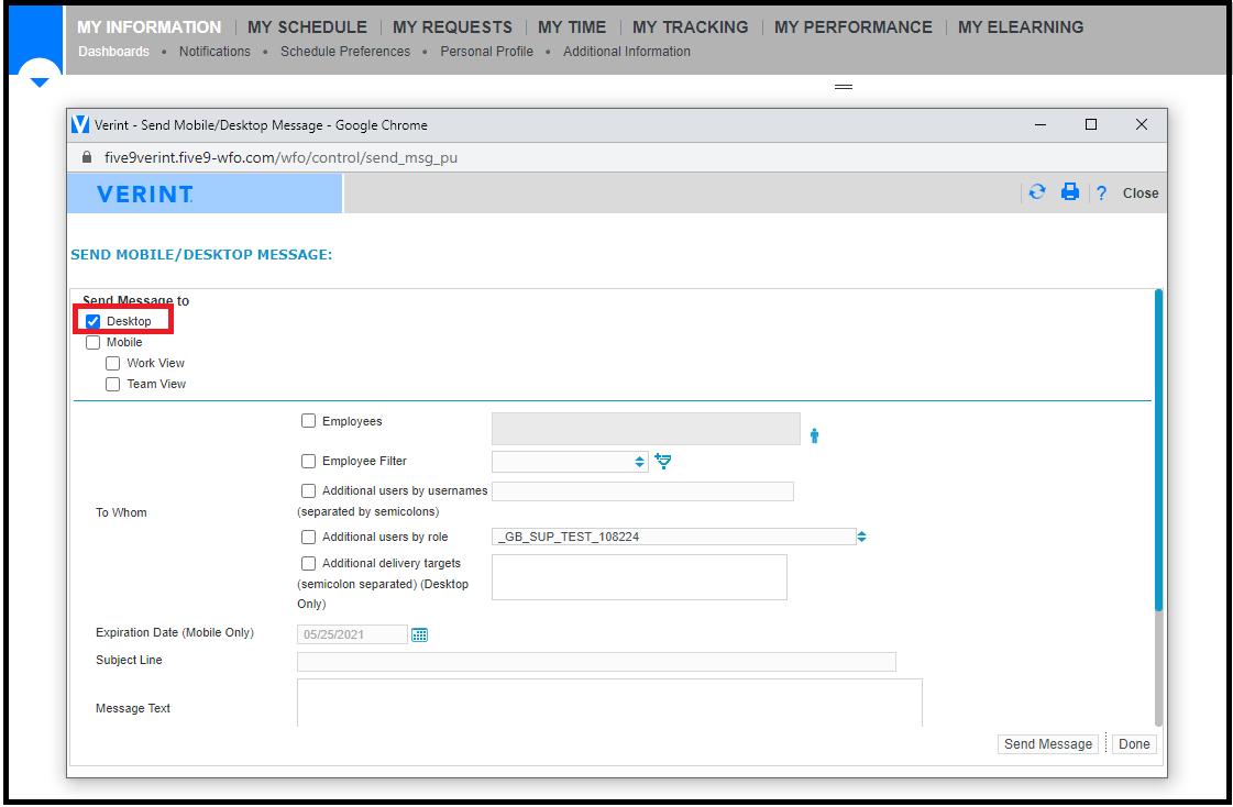Verint | Using Desktop Messaging