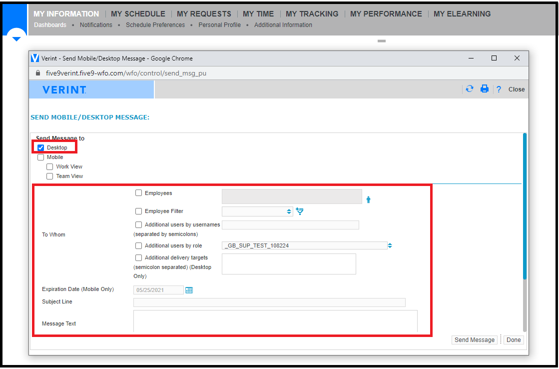 Verint | Using Desktop Messaging