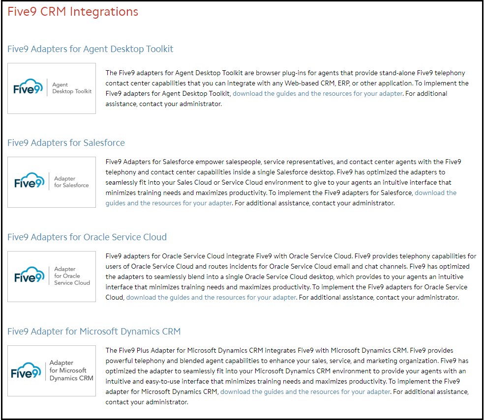 Integrations | Downloading Five9 Integration Applications
