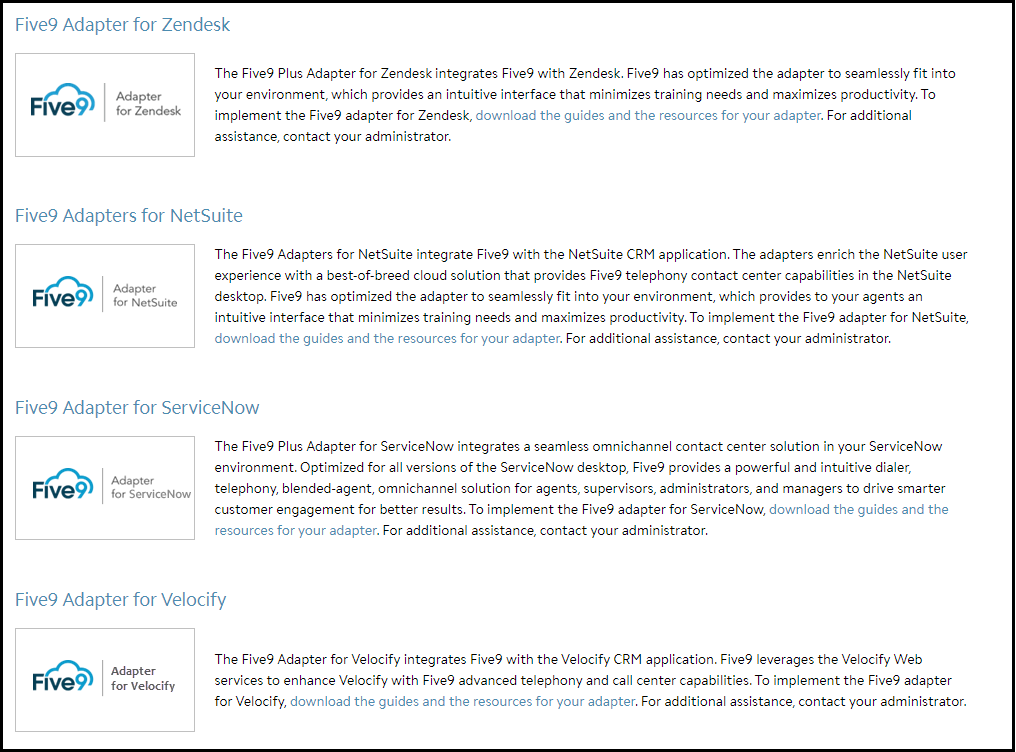 Integrations | Downloading Five9 Integration Applications