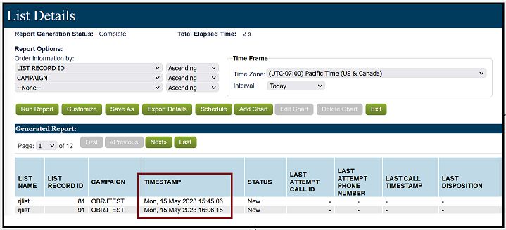 Reporting | List Details Report