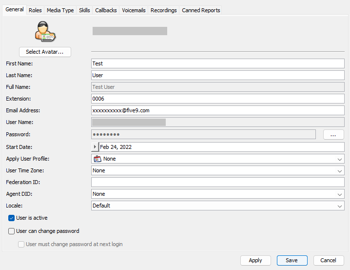 Administrator | Editing User properties