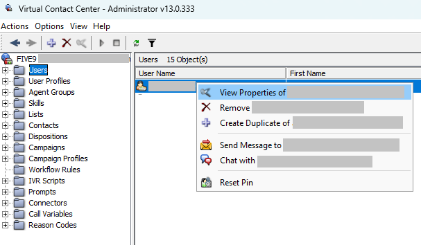 Administrator | Editing User properties