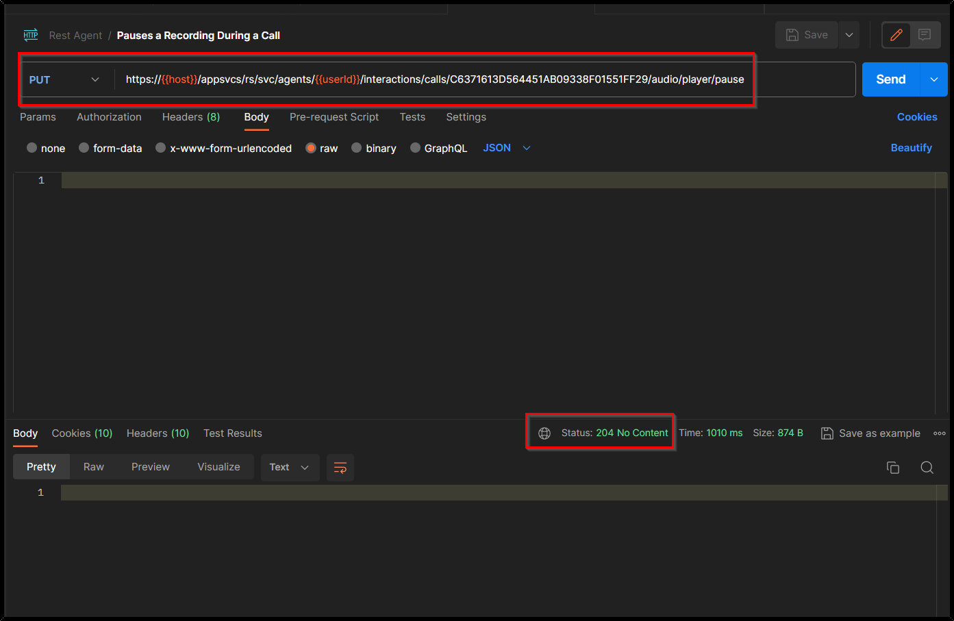 API | Pause an audio prompt during a Call using Agent REST API