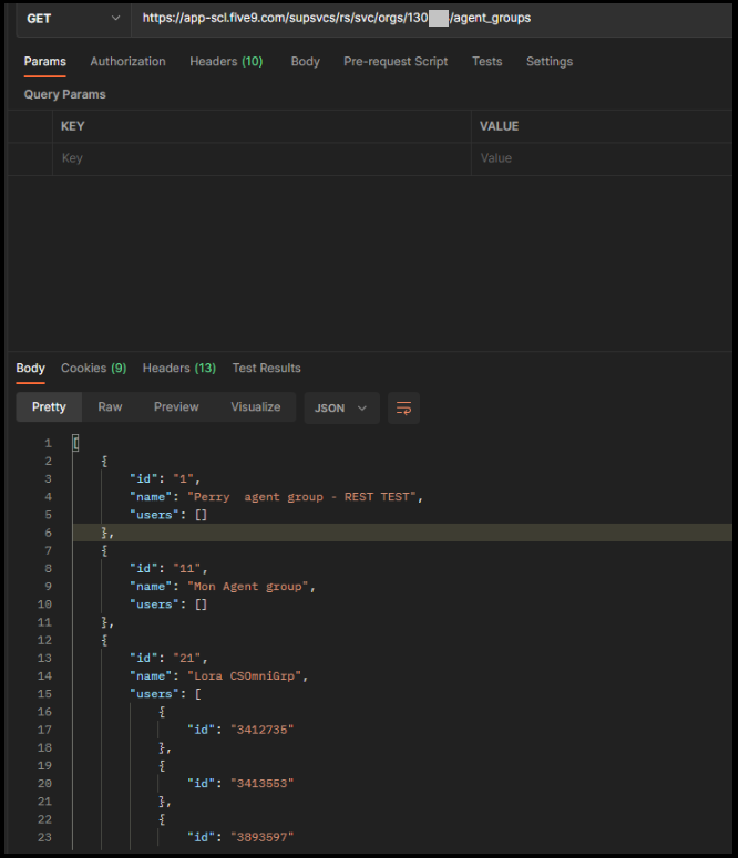 API | Get the Agent Groups in a Domain using Supervisor REST API