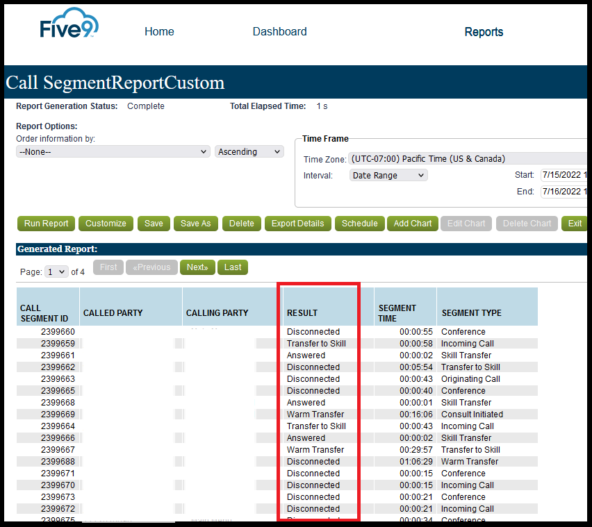 Reporting | What are the Call Events in the Five9 Call Segment Reporting