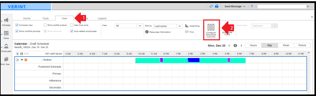 Verint | How to Configure Employee Columns