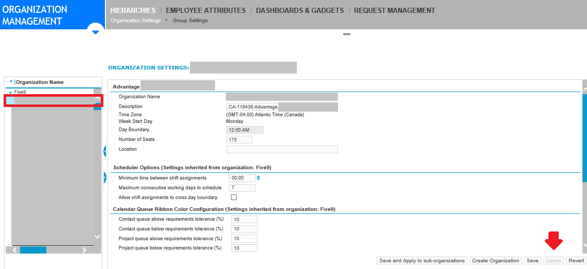 Verint | How to Delete An Organization