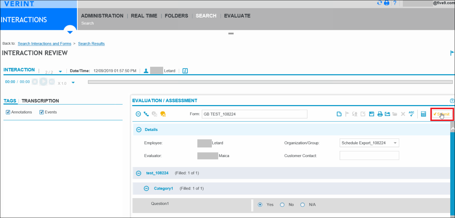 Verint | How to Perform an Evaluation