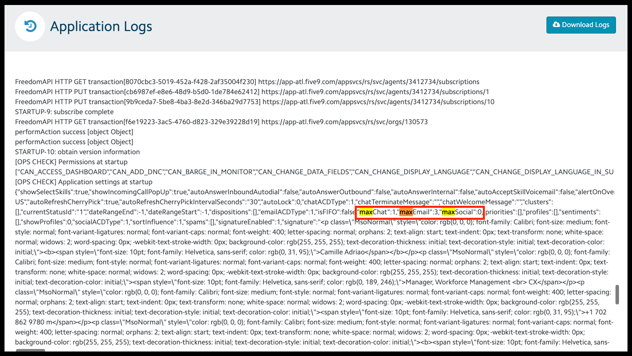 Digital Engagement | How to Check Agent Max Allowed Item in Logs