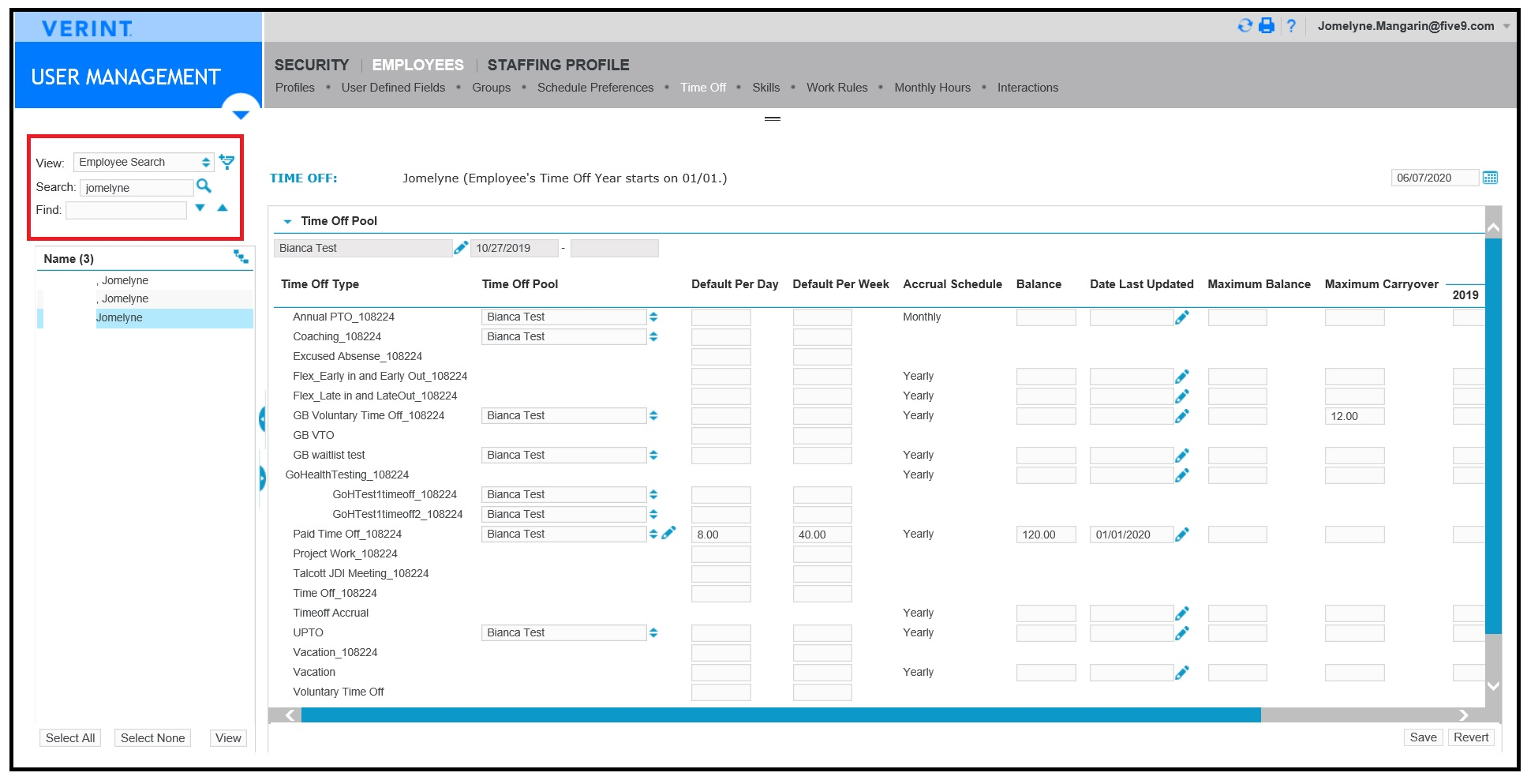 Verint | Add a reference schedule for one or more employees