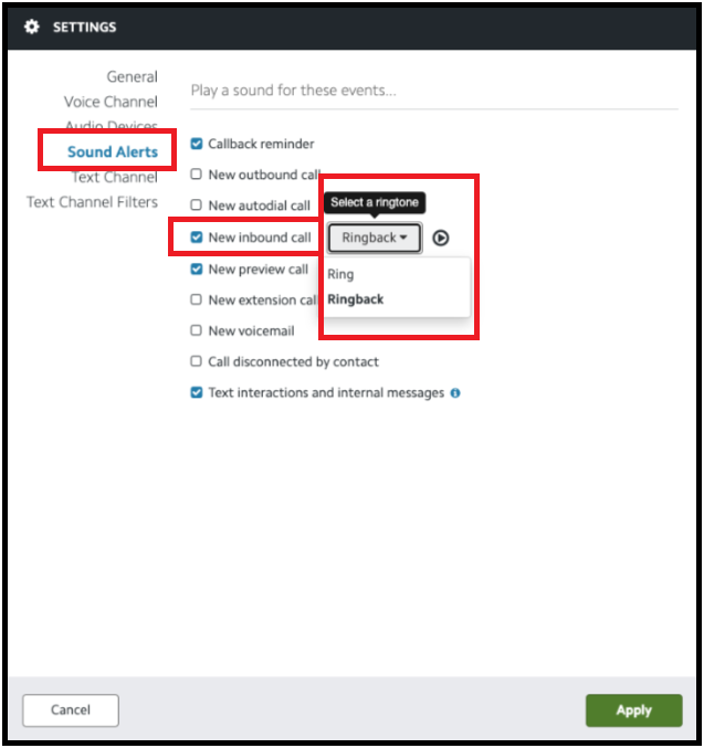 Plus Applications | Configuring Sound Alerts