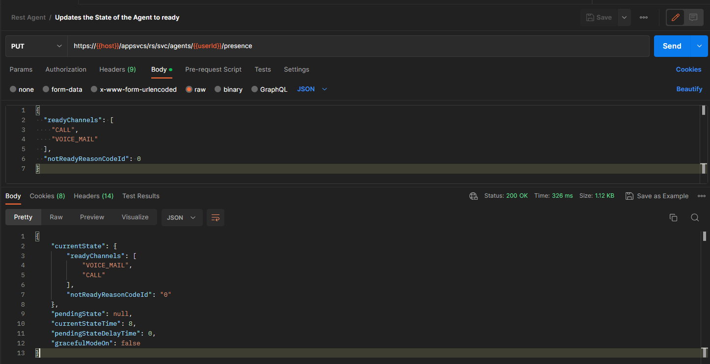 API | Update the state of an Agent using Agent REST API