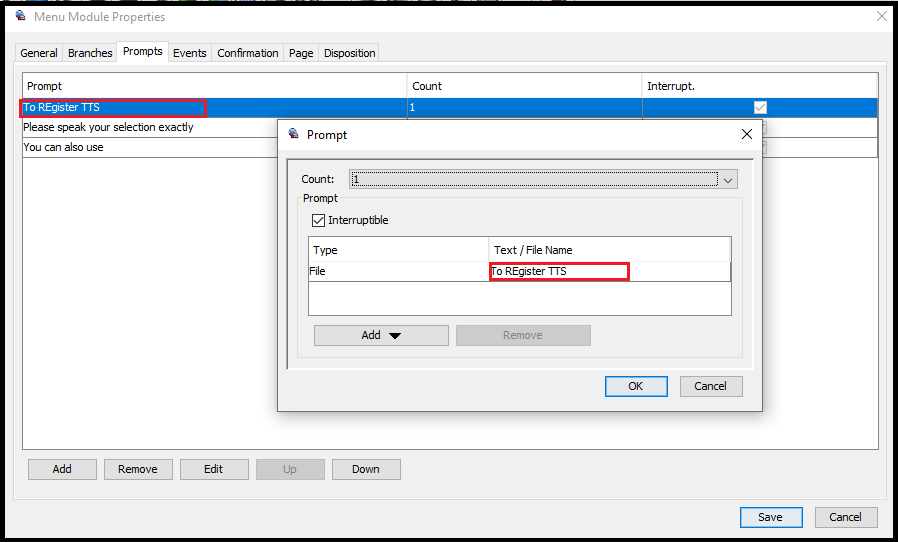 Administrator | Changing the Menu prompt and choices
