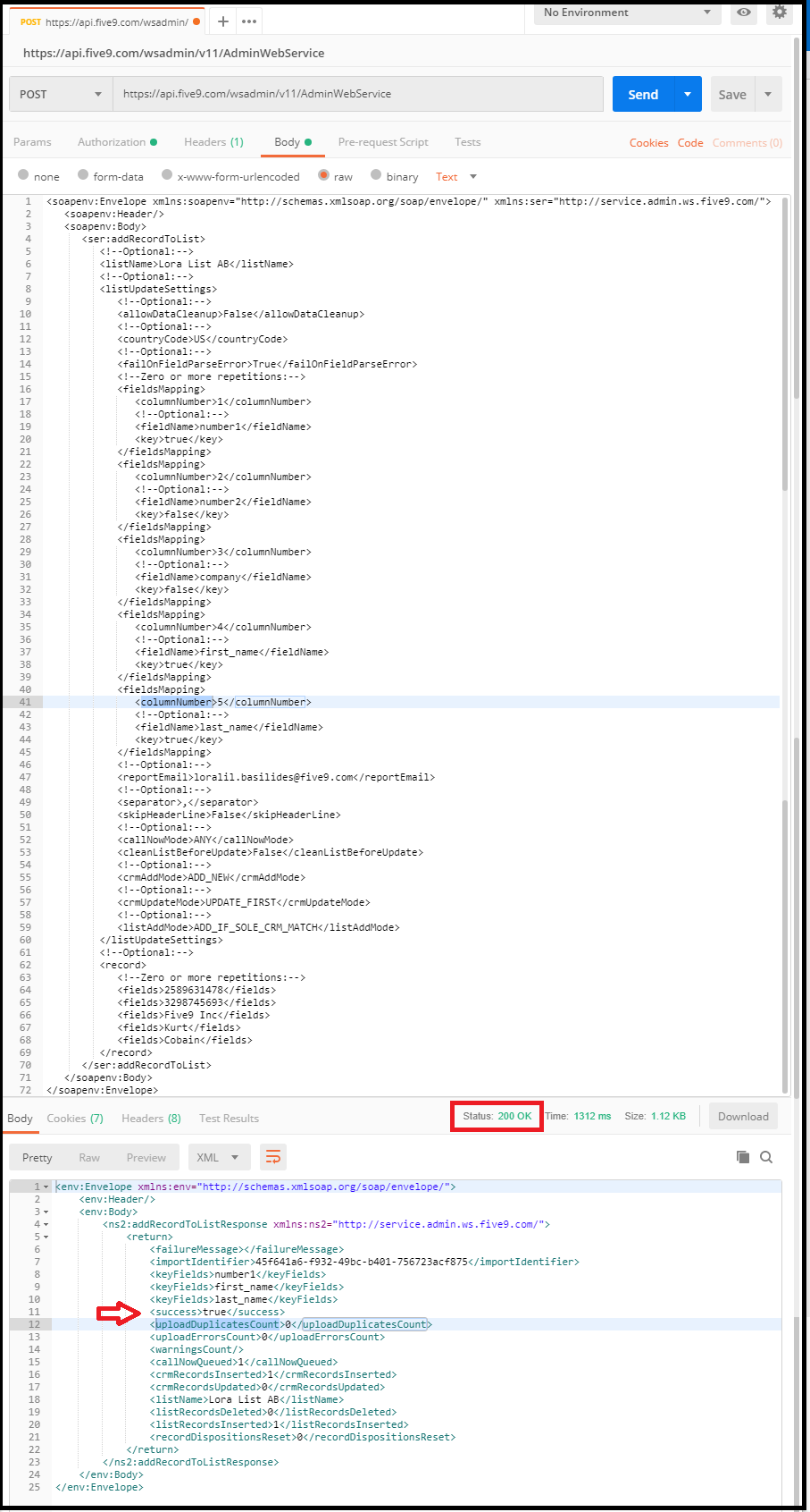 API | Use the addRecordToList method using Postman