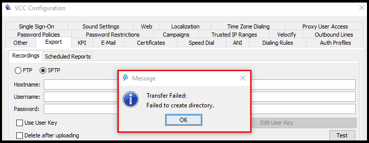 Administrator | Error: Transfer failed. Unable to create directory