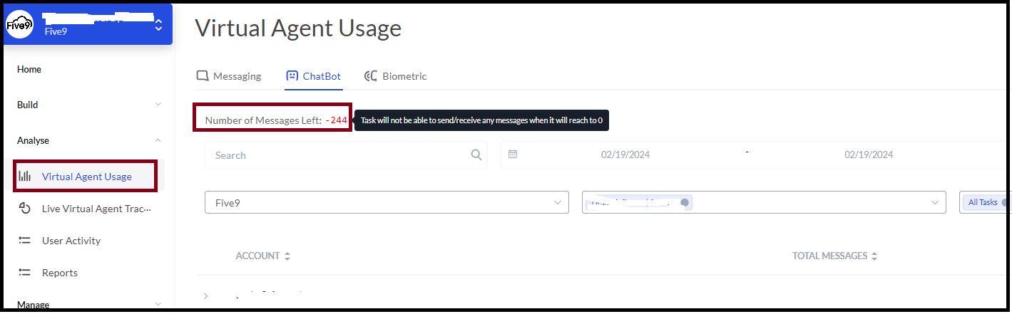 Studio 7 | Check Chatbot Virtual Agent Usage