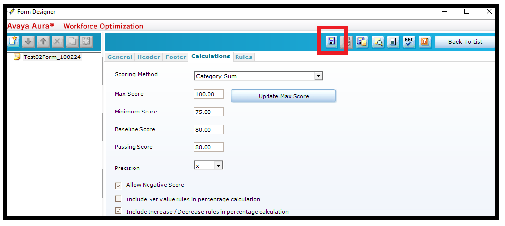 Verint | Form Designer – Allowing Negative Score
