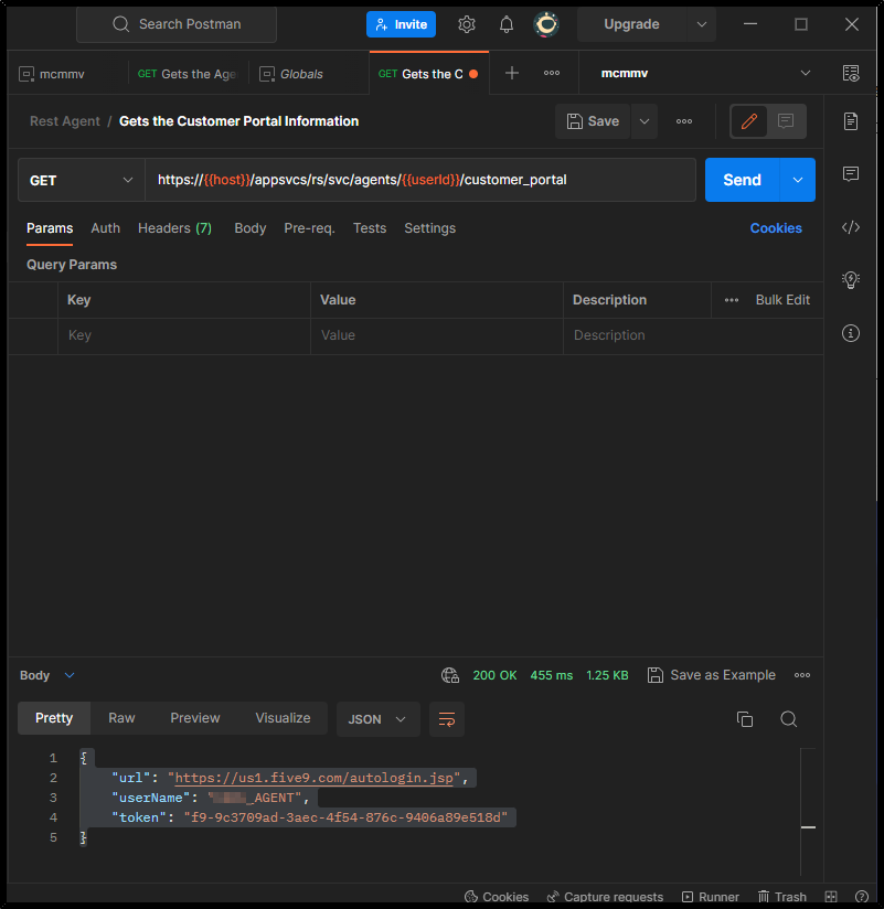 API | Get the Customer Portal Information Using Agent REST API