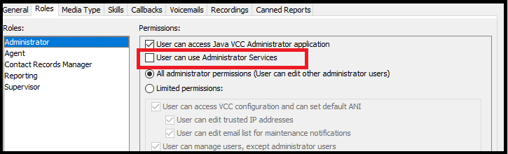 API | Configuration Web Services API Admin Permission