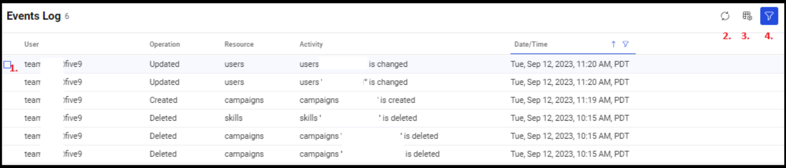 Admin Console | Configure Events Logs