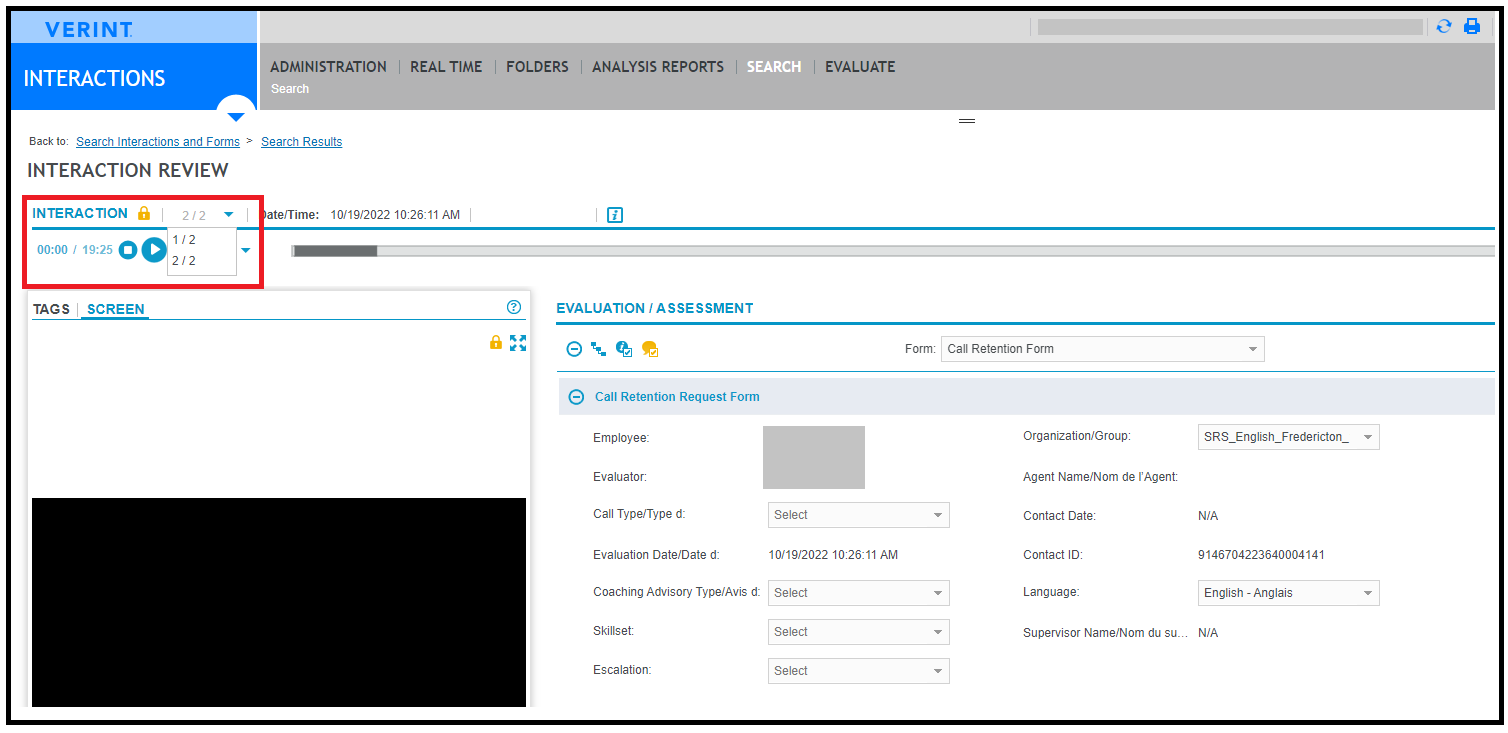 Verint | Contact ID Changed for the Same Call