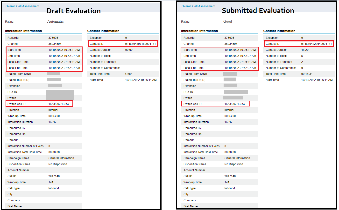 Verint | Contact ID Changed for the Same Call