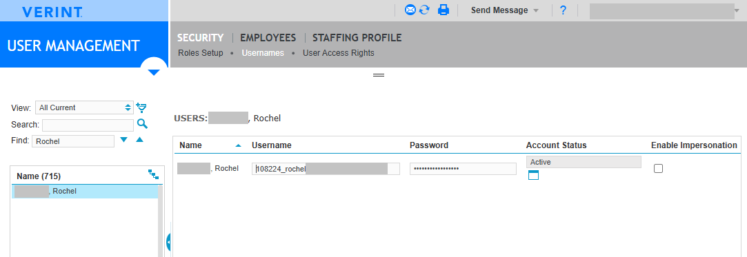 Verint | How to change Usernames