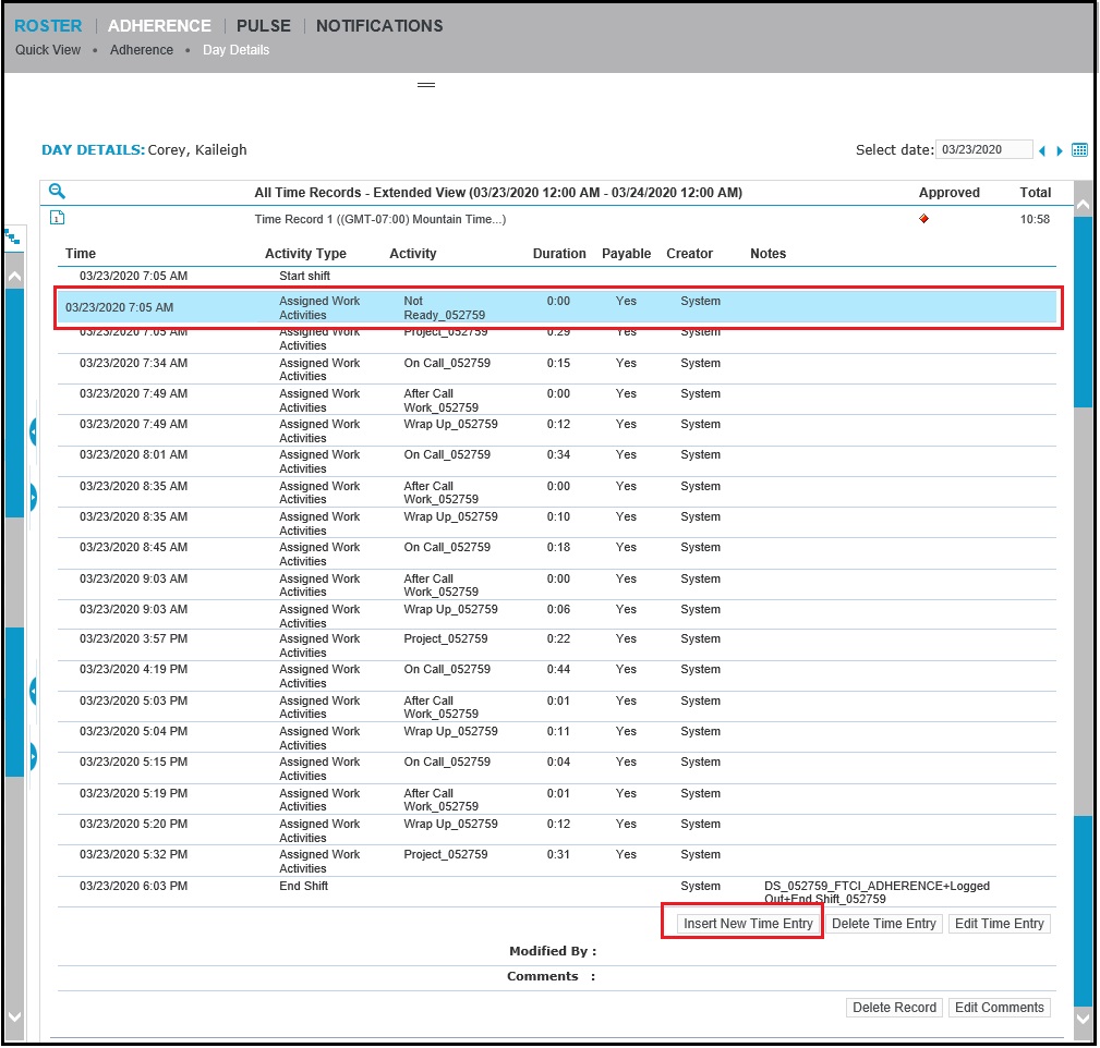 Verint | Tracking Day Details