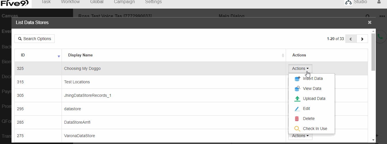 Studio | Updating the Global Data Store