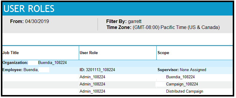 Verint | User Roles Report