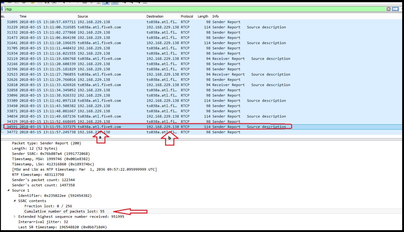 Wireshark | Checking Packet Loss and Jitter with RTCP