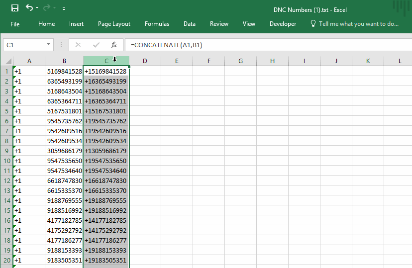 VCC | Converting phone numbers to E.164 format using Excel