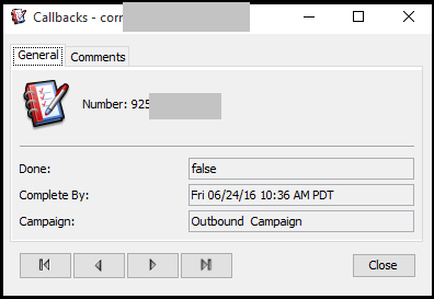 Administrator | Managing User Callbacks