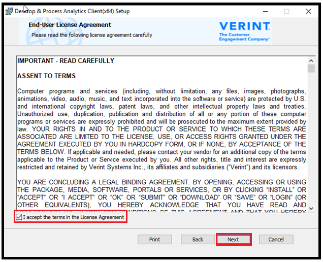 Verint | Installing Desktop Process and Analytics Client