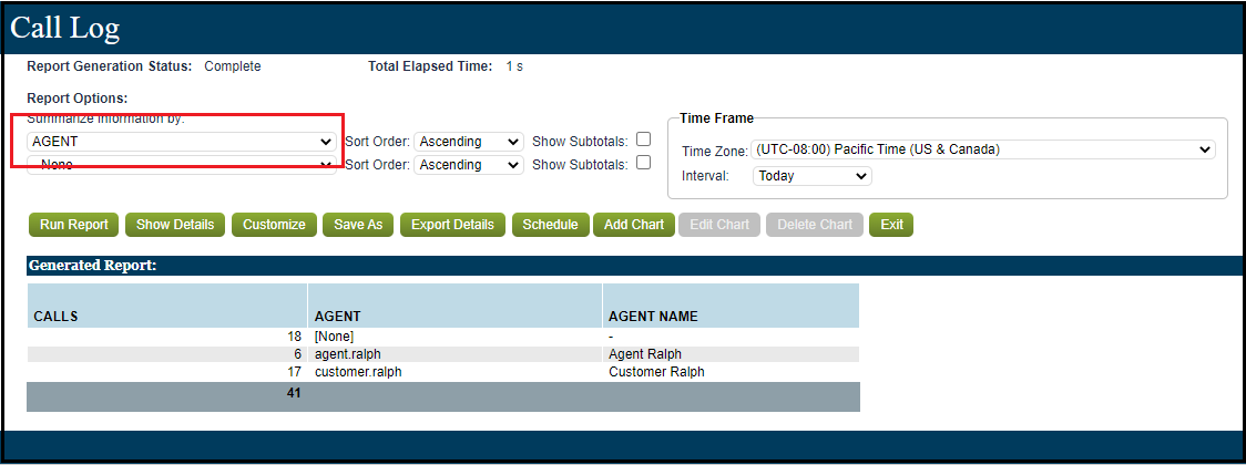 Reporting | Getting the total number of calls per agent