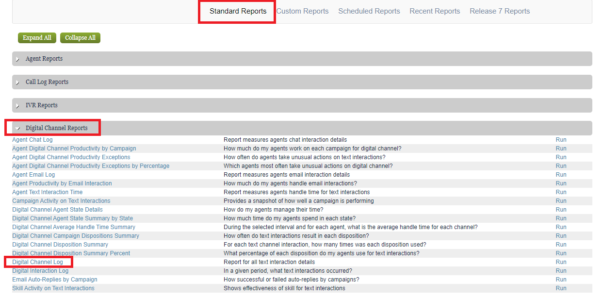 Reporting | Digital Channel Log
