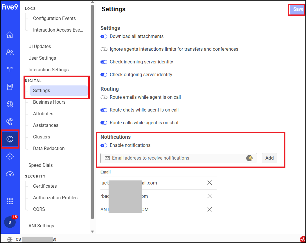 Digital Engagement | Configuring Email Error Notifications
