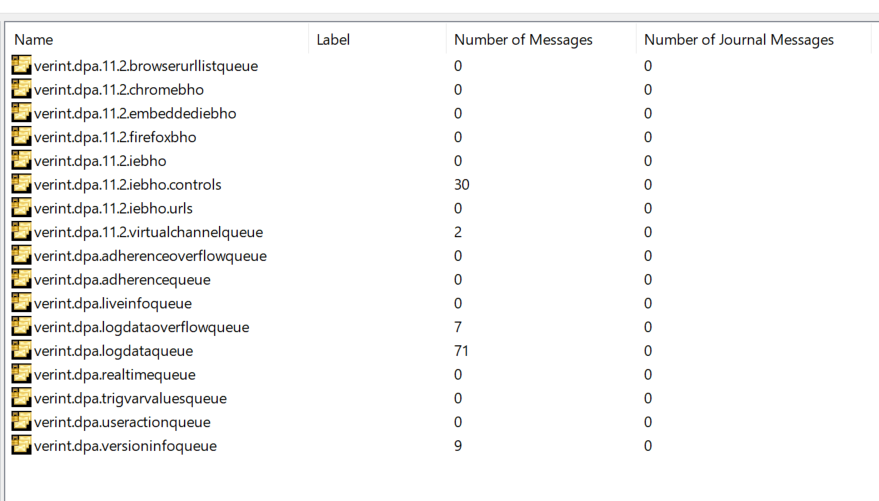 Verint | DPA Checking MSMQ Queues and data transfers