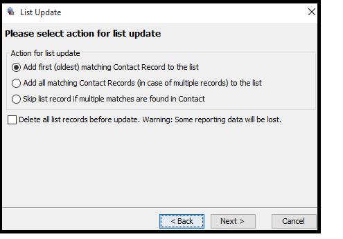 Administrator | Update List - Advanced Settings