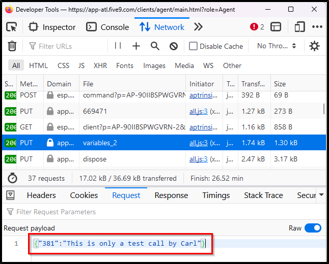 API | Set Call Variables using Agent REST API